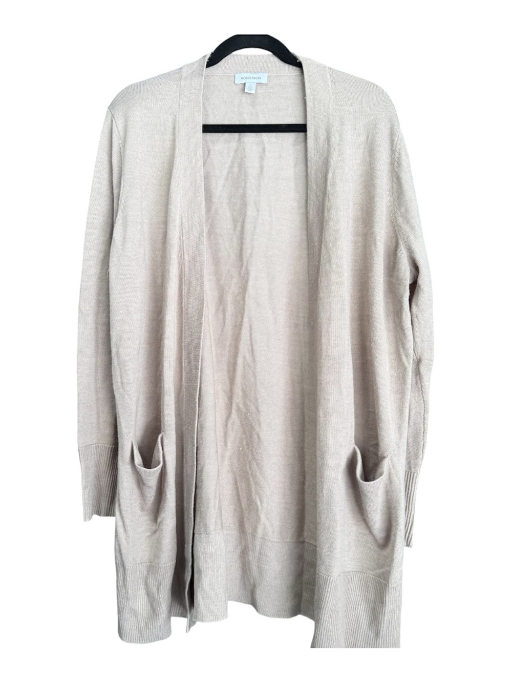 Nordstrom Light Beige Open-Front Cardigan Sweater
